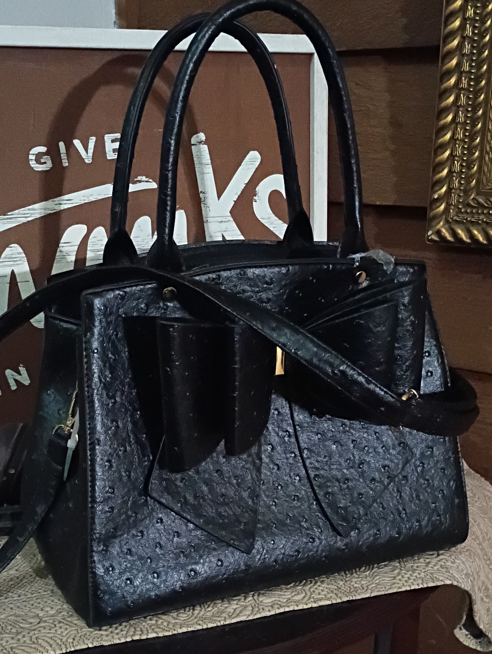 Classic Black Structured Satchel Handbag
